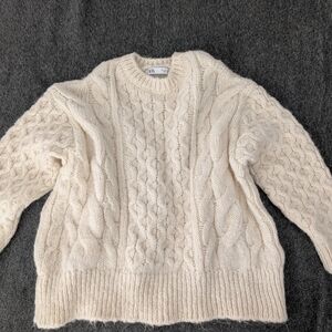 Zara Cream Cable Knit Sweater
